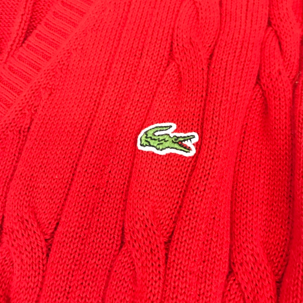 Lacoste Red V-Neck Sweater - Picture 2 of 7